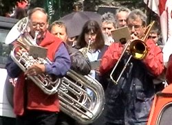 A brass band at South Zeal Golden Jubilee celebrations